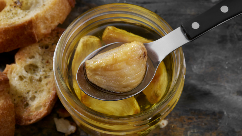 Jar of garlic confit