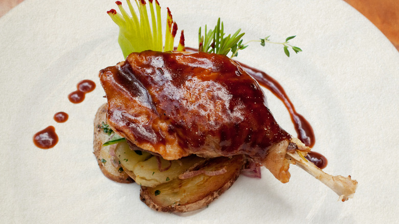 confit duck leg with sauce