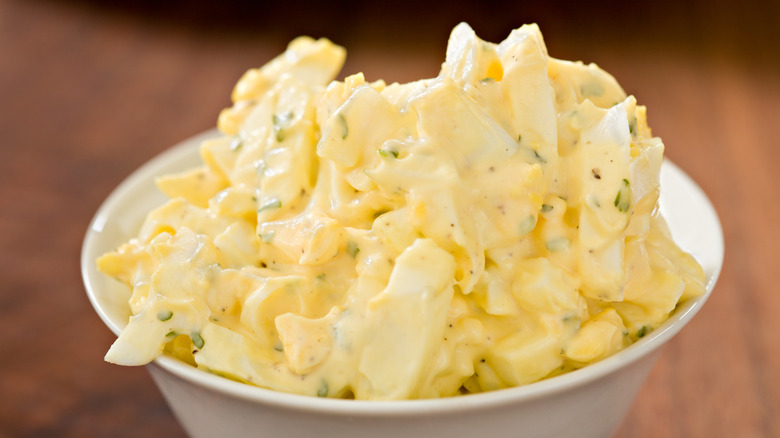 closeup of creamy egg salad