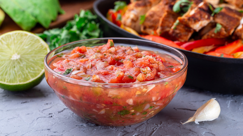 Small bowl of tomato salsa