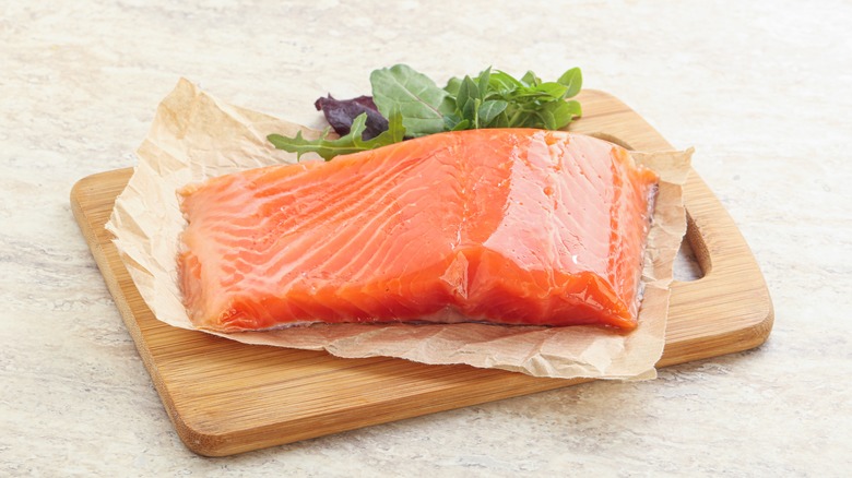 Raw salmon fillet