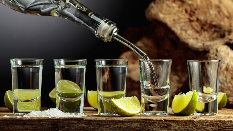 pouring tequila shots