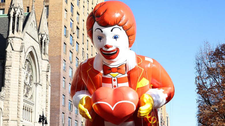 A Ronald McDonald float in the 97th Macy's Thanksgiving Day Parade in 2023.