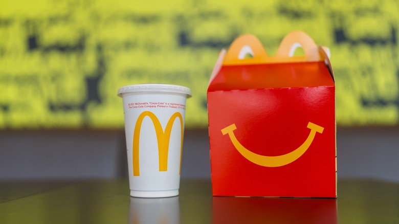 A McDonald's food box and drink
