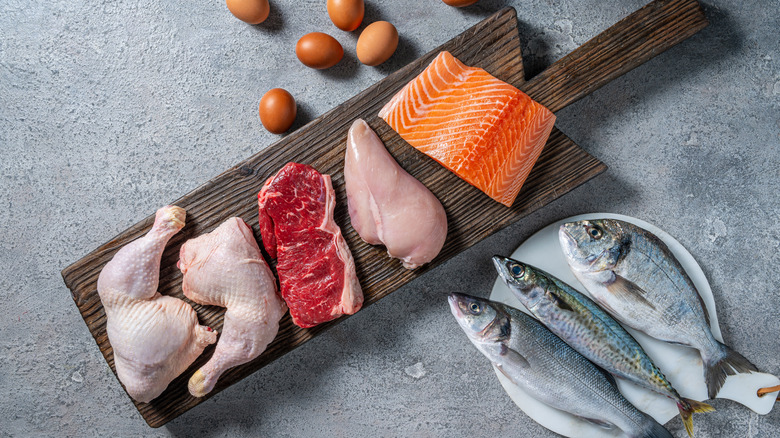 Different types of meat.