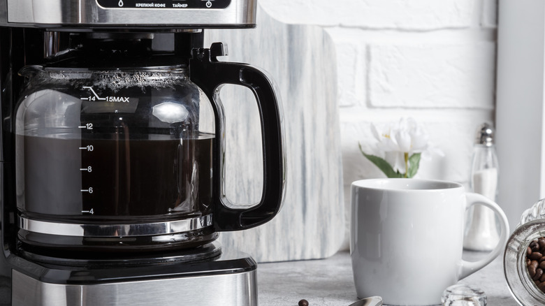Pictured drip coffee set up.