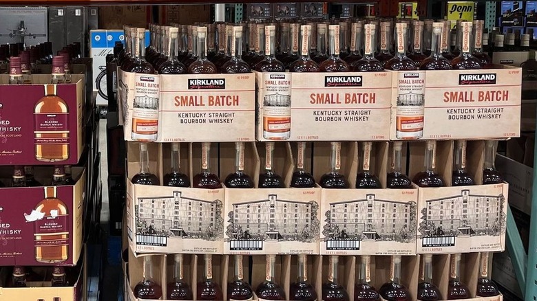 Bottles of Kirkland bourbon sold at Costco.
