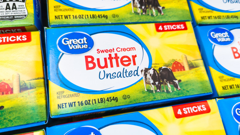 Packages of Great Value butter