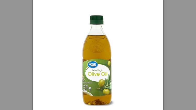 Bottle of Great Value Extra Virgin Olive Oil