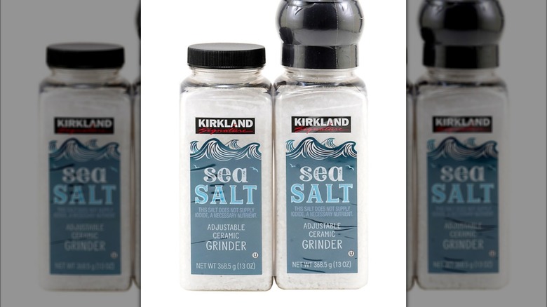 Pack of Kirkland Signature Sea Salt with grinder and refill
