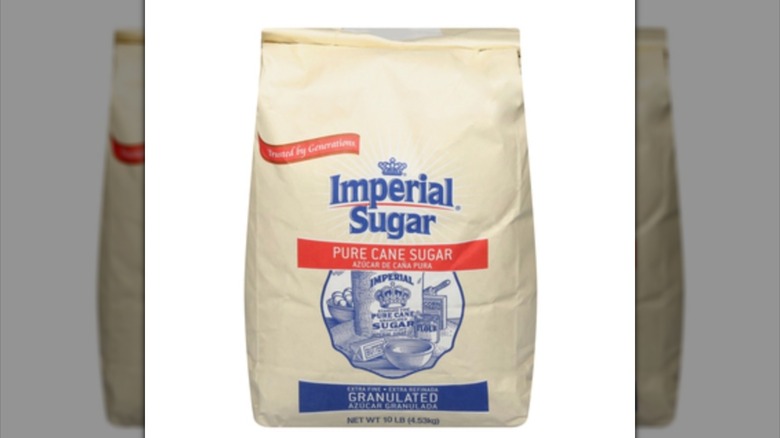 Bag of Imperial Sugar on a white background