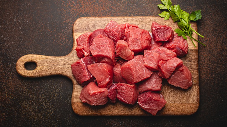 stew meat ready to be dredged