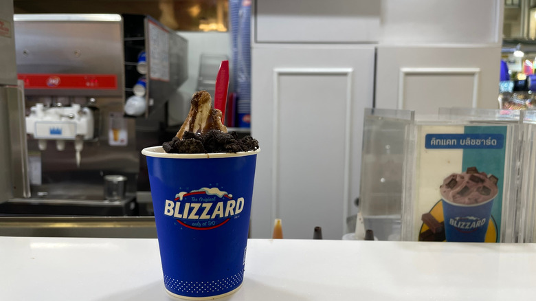 Blizzard with a machine in the background.