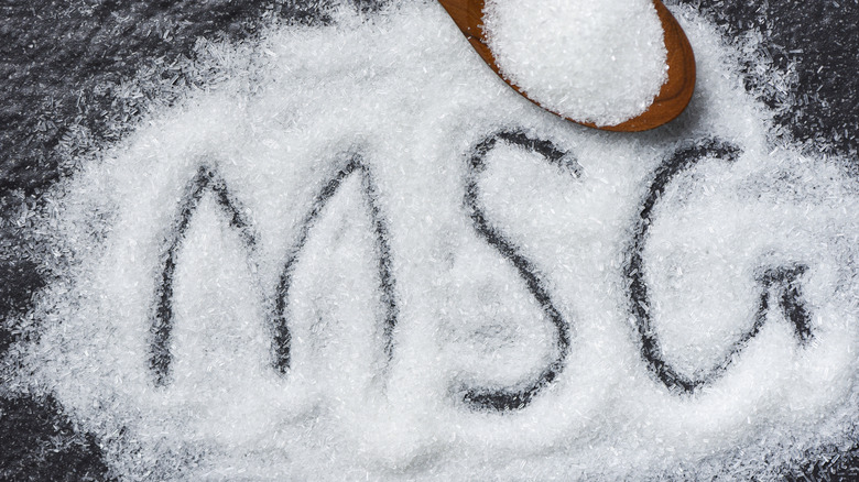 MSG written into a pile of monosodium glutamate