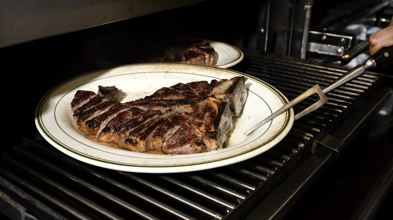 Steak in broiler