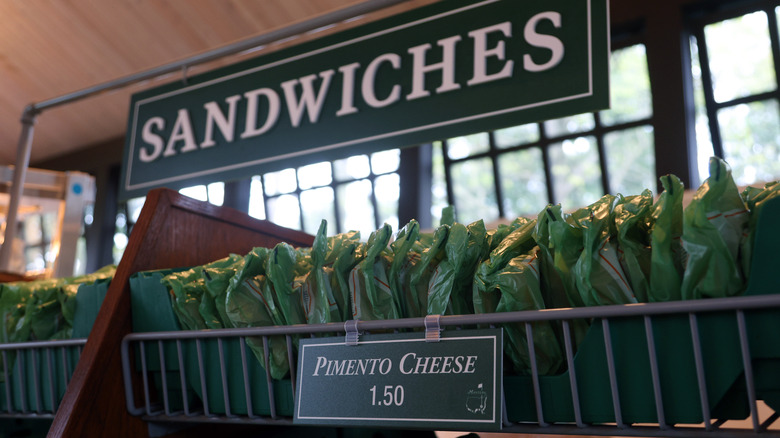 Shelf of Masters pimento cheese sandwiches