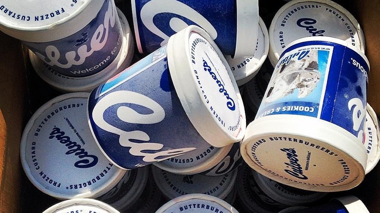 A box fullof frosty pints of Culver's Custard.