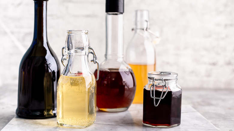 Bottles of wine vinegars