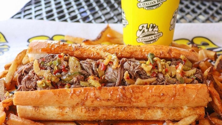 Chicago Italian beef sandwich with fries and drink