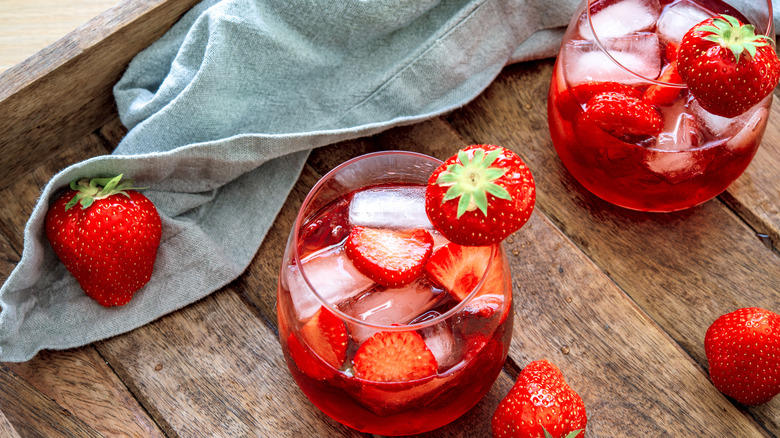 Strawberry sodas on table