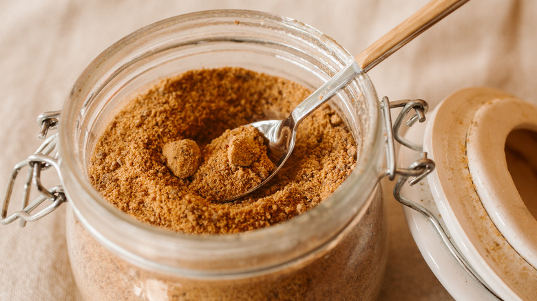 Brown sugar in a glass jar