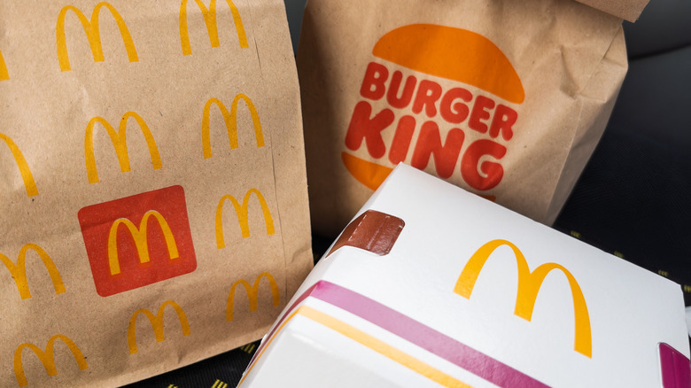 Burger King and McDonald's food packaging.