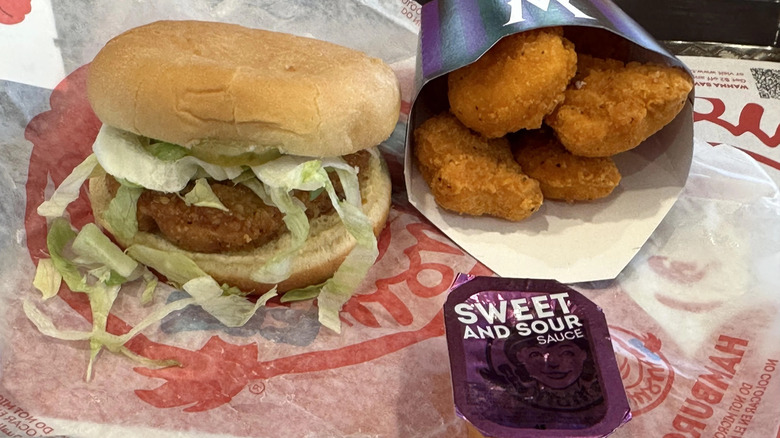 Wendy's burger with shredded lettuce