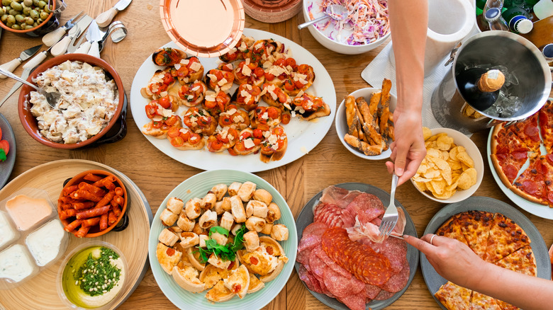 Assorted party foods