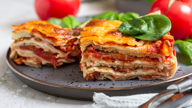 slice of homemade vegetable lasagna