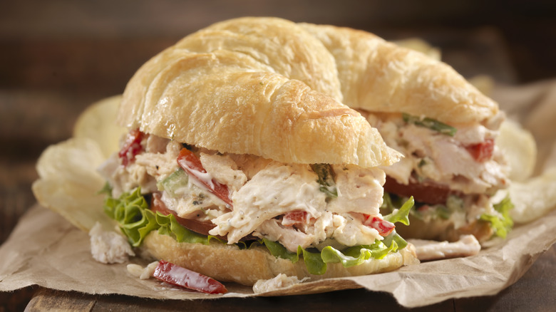 chicken salad on a croissant