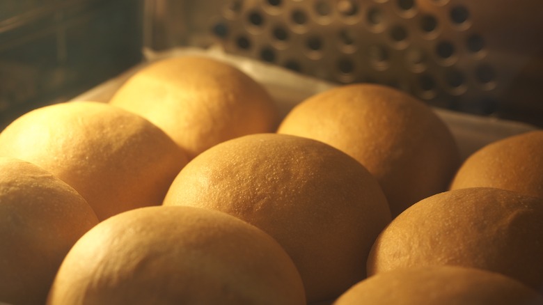 rolls baking in convection oven