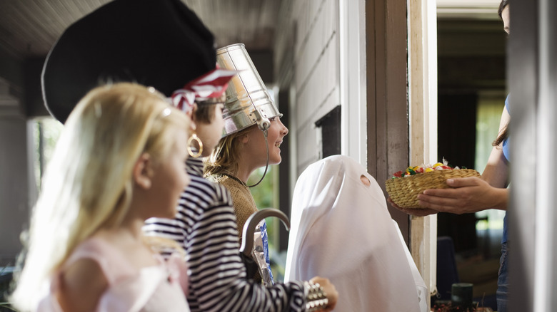 Trick-or-treaters at the door