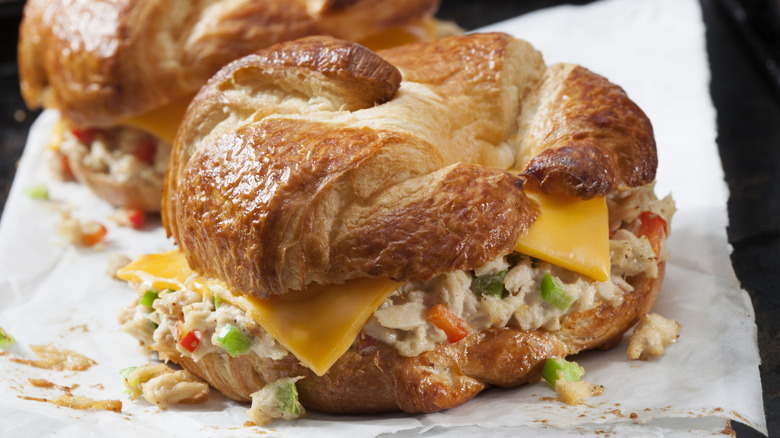 a tuna melt on a croissant