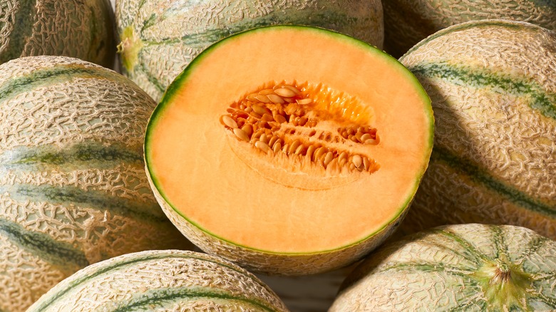 Sliced ripe fresh cantaloupe