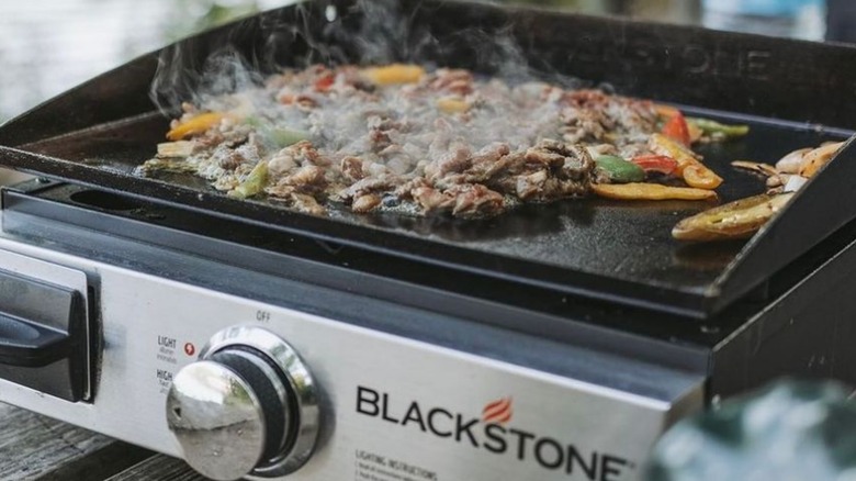 Blackstone griddle cooking food