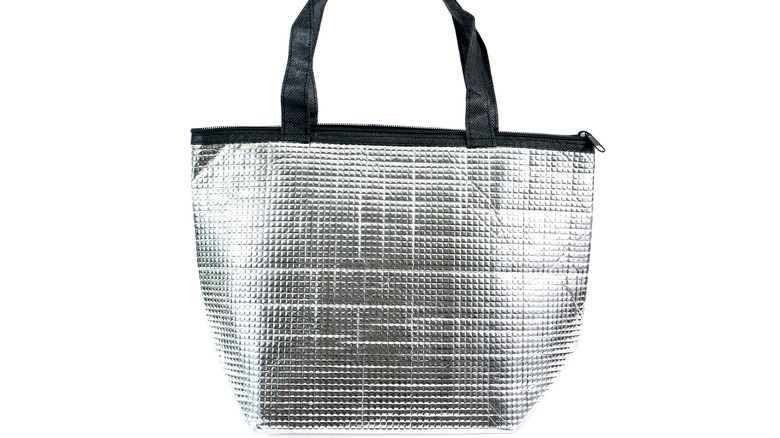 SIlver insulated tote bag