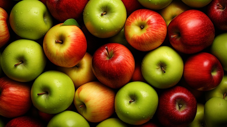 Background of green and red apples