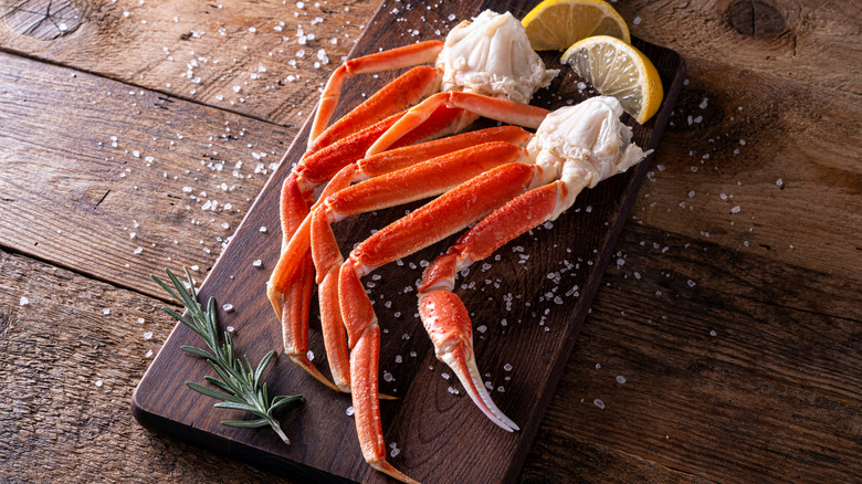 snow crab legs on platter