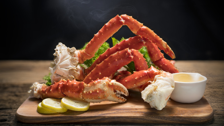 king crab legs on platter