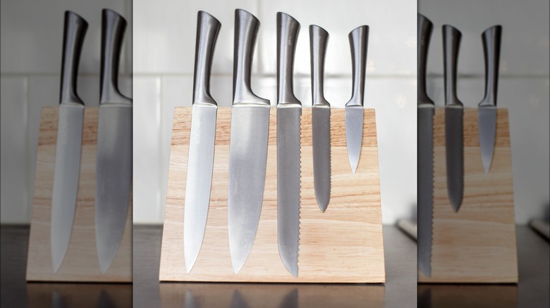 Magnetic universal knife block