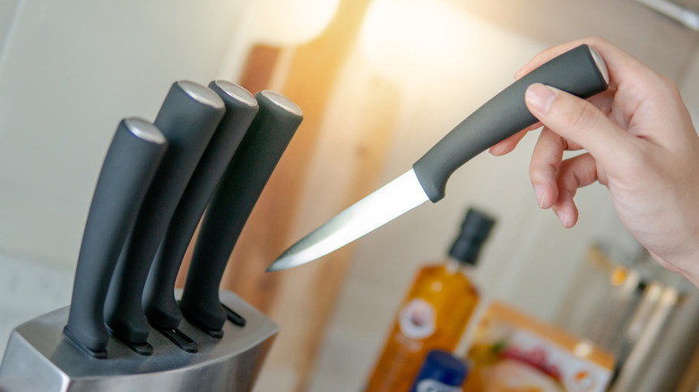 Stainless steel knife block