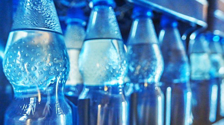 bottles of carbonated mineral or soda water