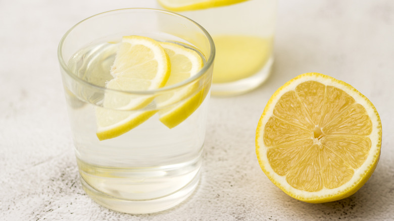 A glass of lemon water