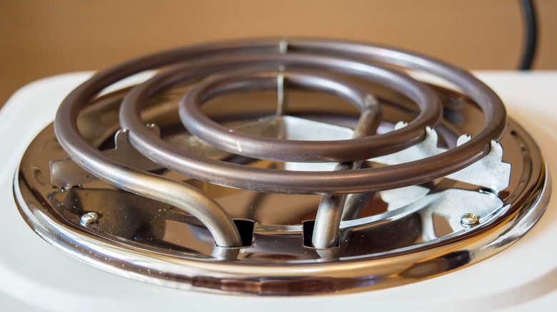 Electric stove coil with clean drip pan