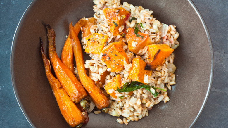 A bowl of roasted squash risotto