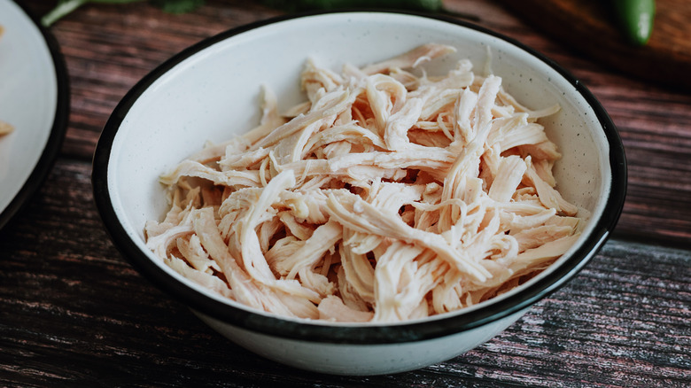 bowl of shredded chicken