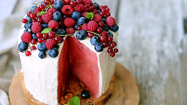 Frosted cake made of watermelon