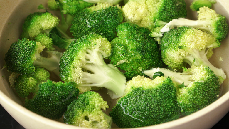 Broccoli soaking in water