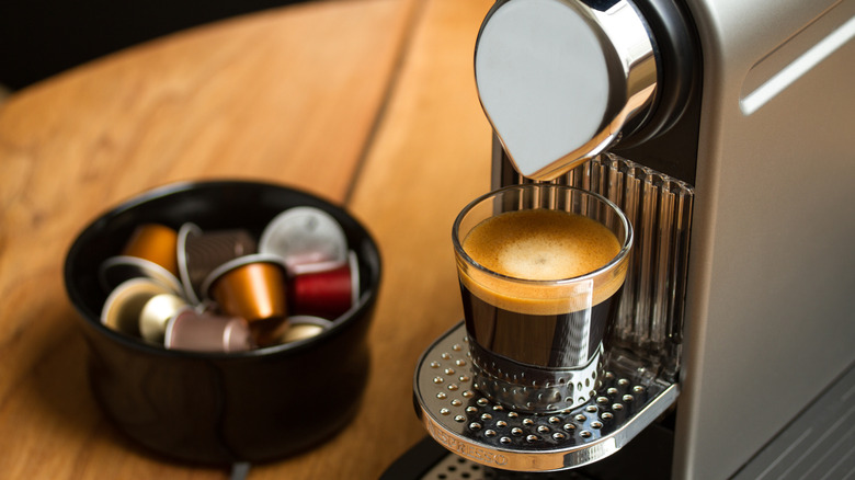 Photographed Nespresso coffee machine.