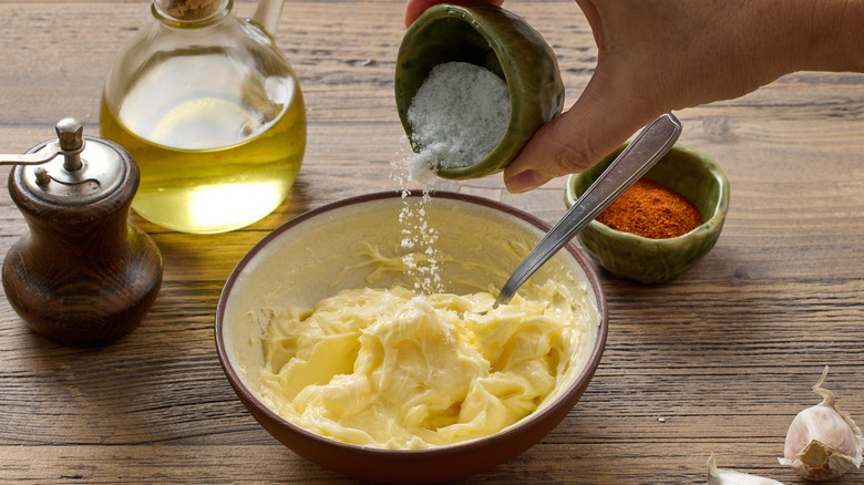 Adding salt to butter